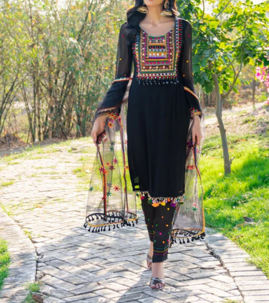 Pakistani traditional embroidery suit