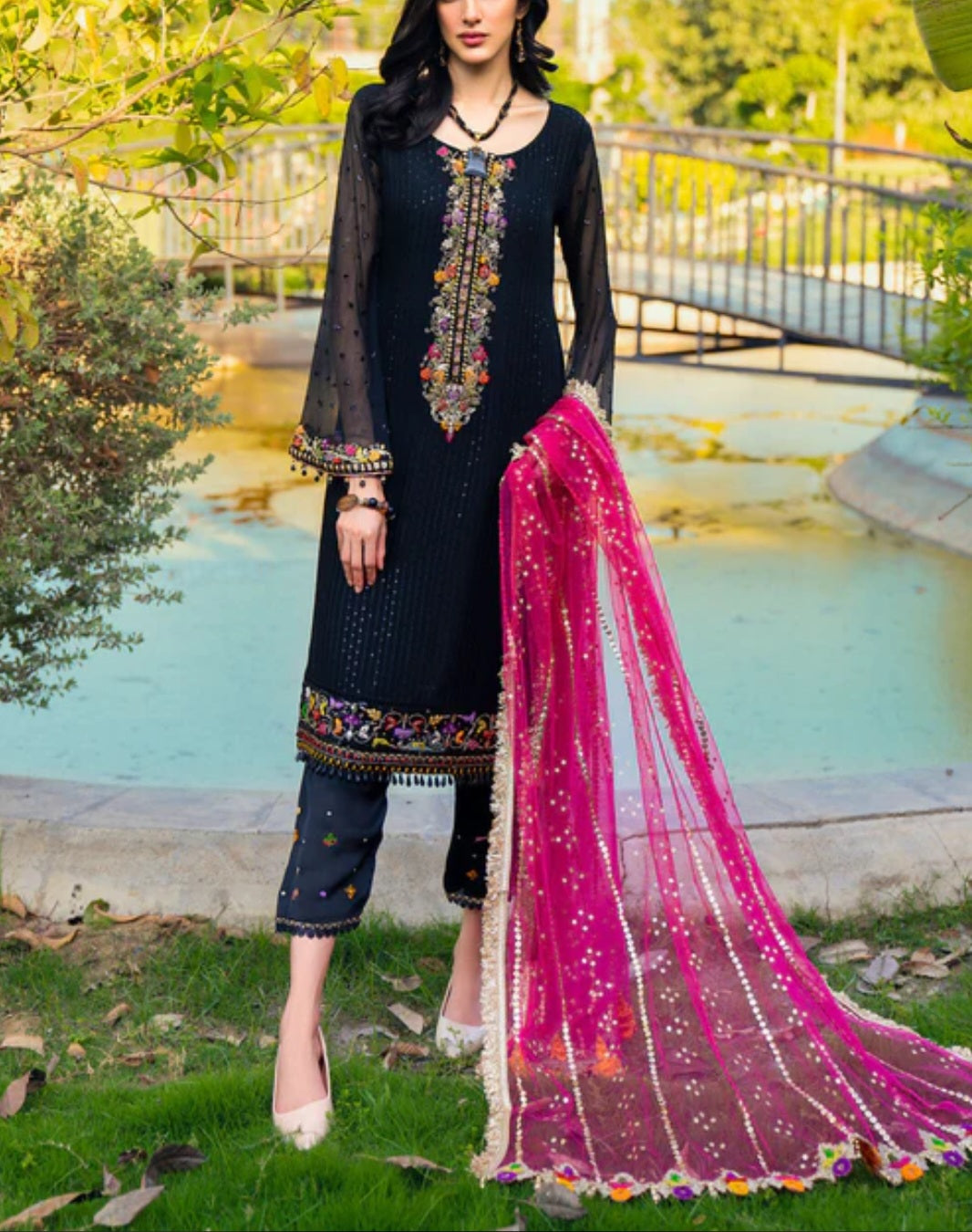 Pakistani traditional embroidery suit
