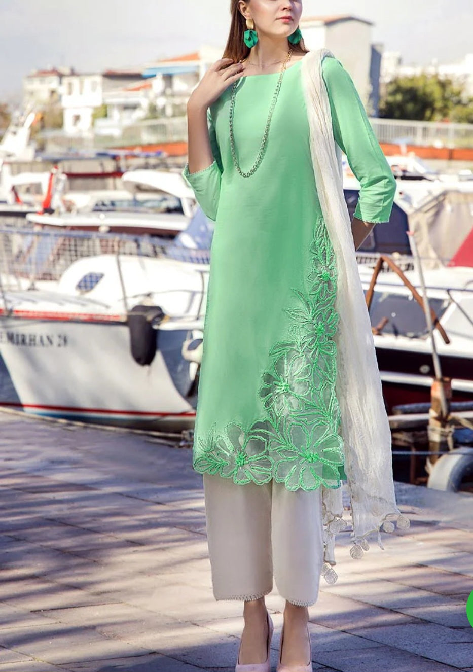 Pakistani traditional embroidery suit