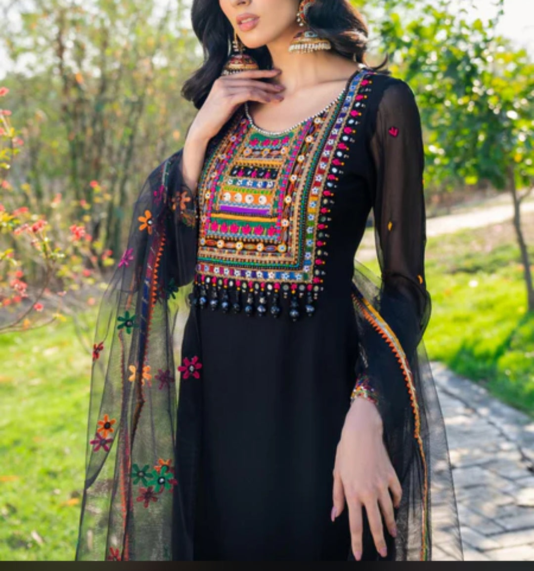 Pakistani traditional embroidery suit