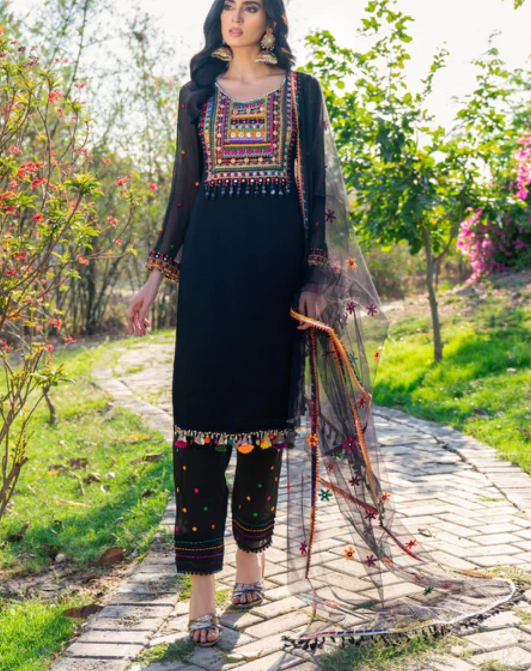 Pakistani traditional embroidery suit